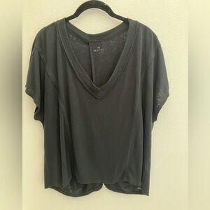 Women's Black V-Neck Top by As Revival